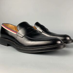 NIB Gucci Loafer in Black leather w/white,blue & red ribbon detail size 10.5